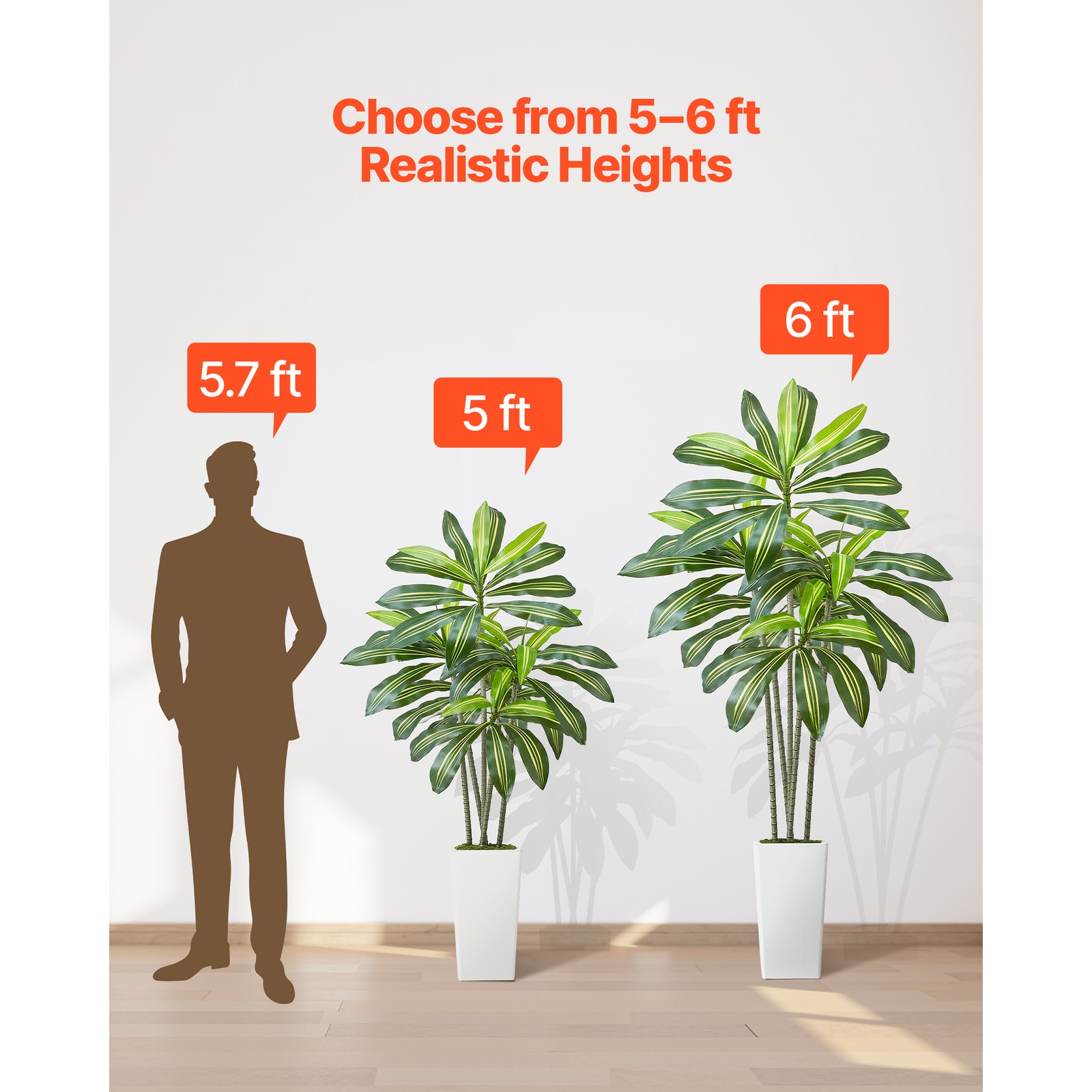 Uimoso 5ft Artificial Dracaena Tree in Pot Indoor Home Decor Faux Fake Plant