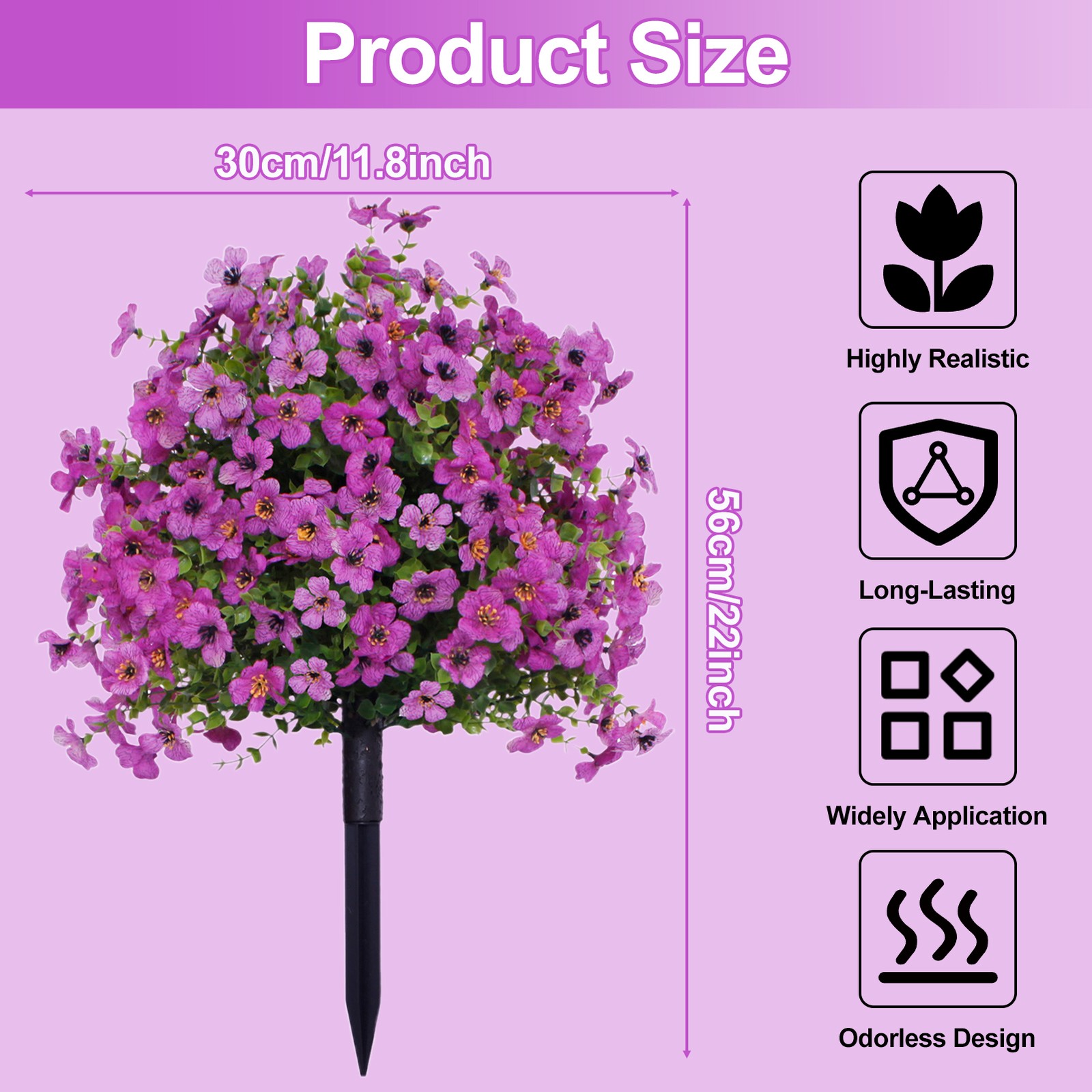 2Pcs Artificial Violet Flower Faux for Indoor Outdoor Garden Porch Patio Wedding