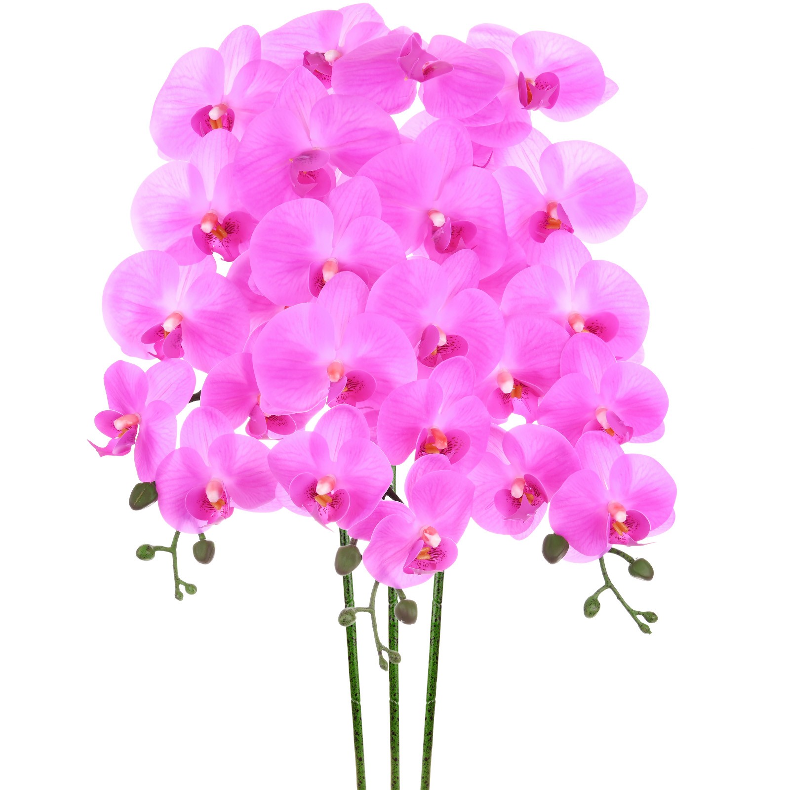 3-Pack Artificial Orchid Flowers 9 Large Petals for Home[Lilac]