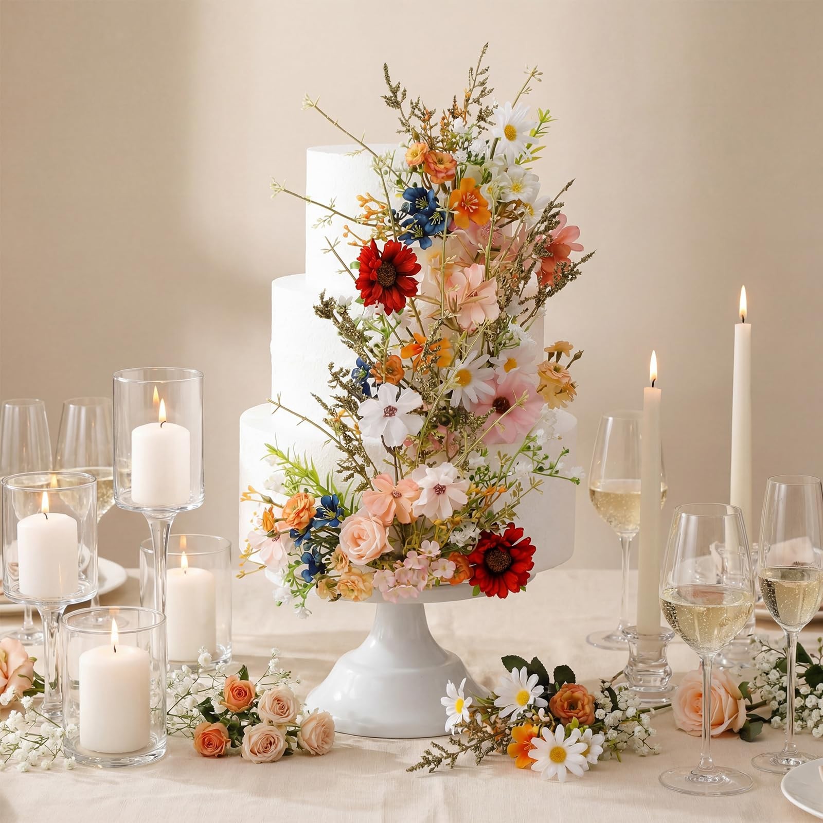 Wildflowers Floral Wedding Cake Flowers Toppers Bridal Baby Shower Decor 1 Set