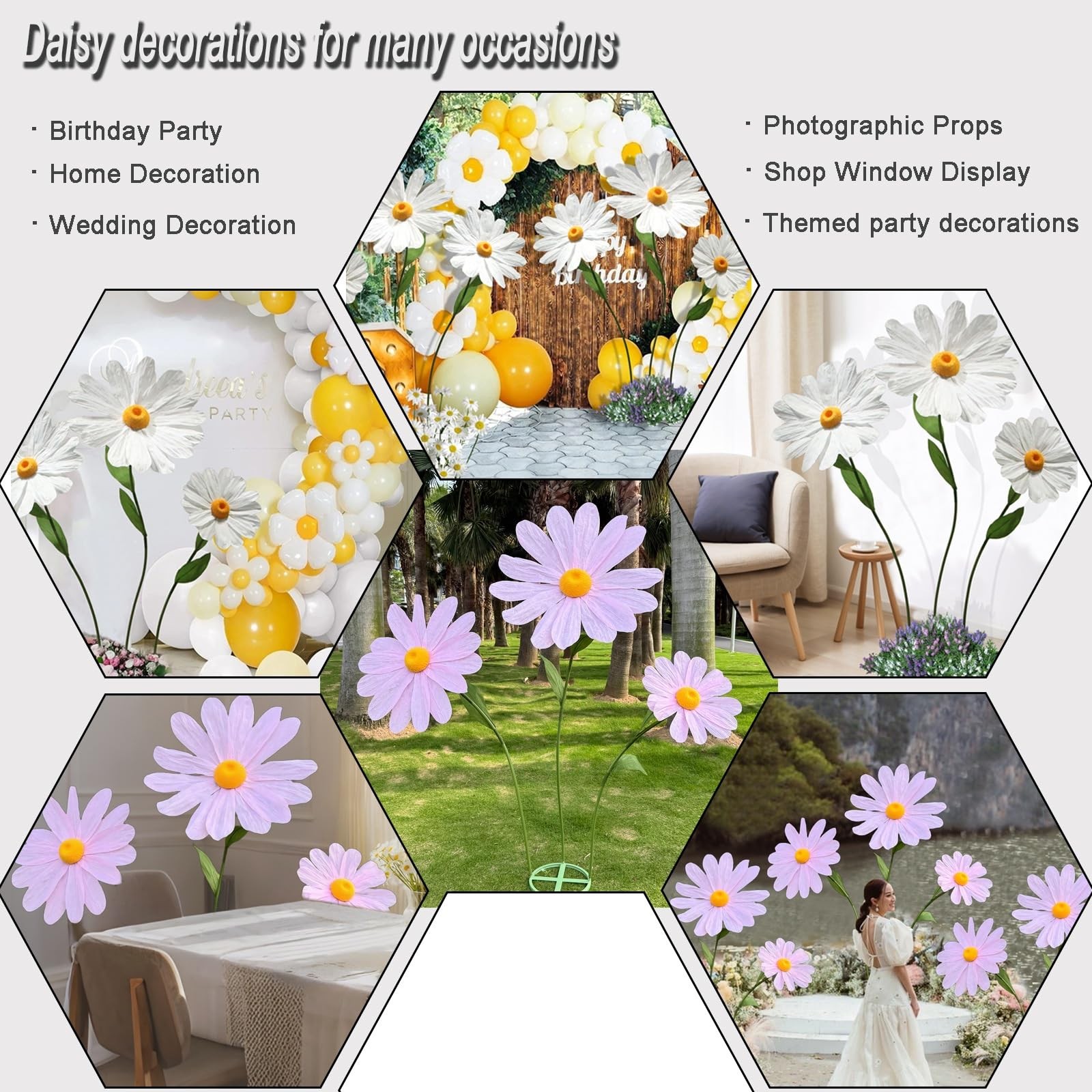 Large Daisy Flowers Artificial,5.9 Ft Giant Paper Flower Decoration,Big Flowe…