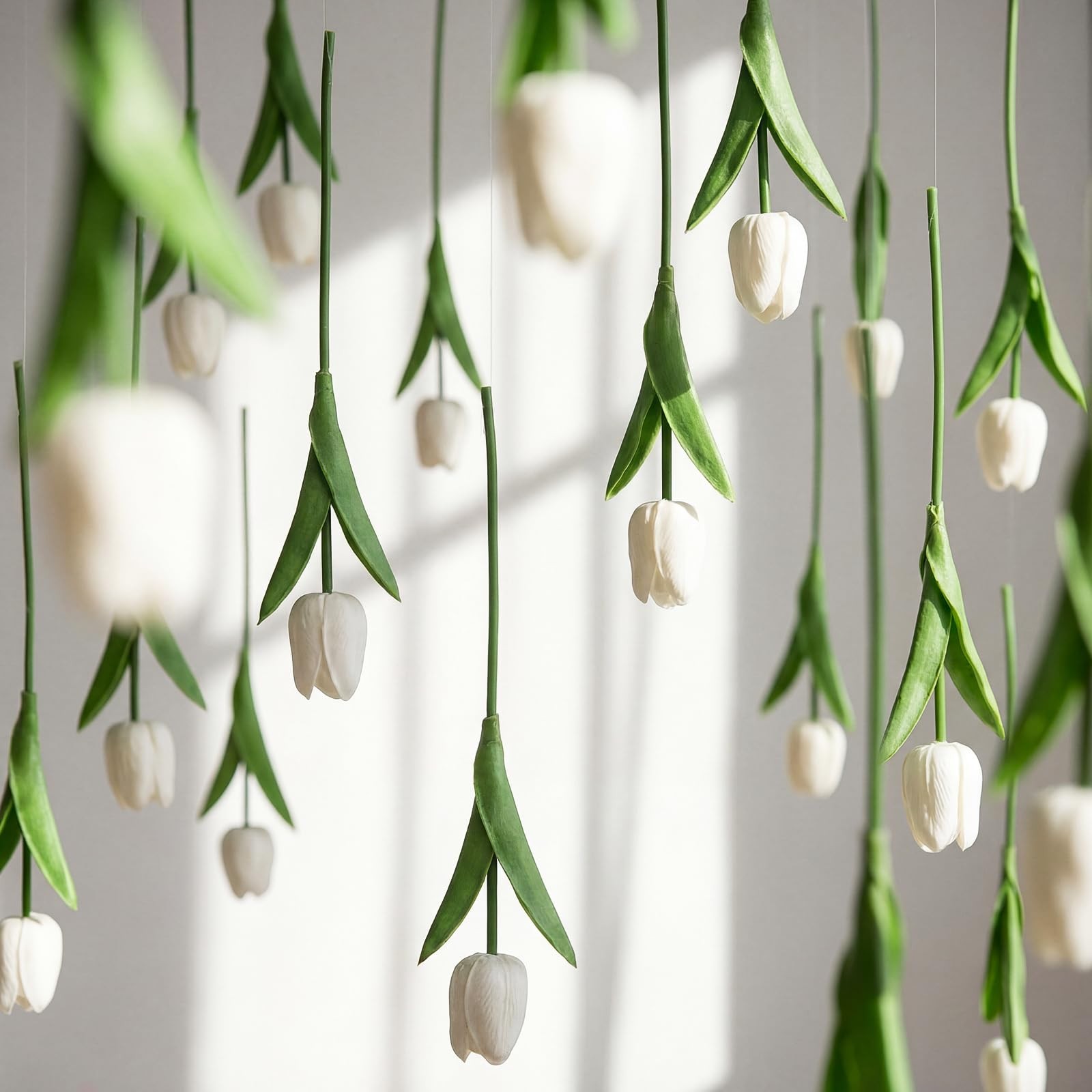 12 Pack White 5 ft Artificial Tulips Hanging Flower Garland Decorations Sprin…