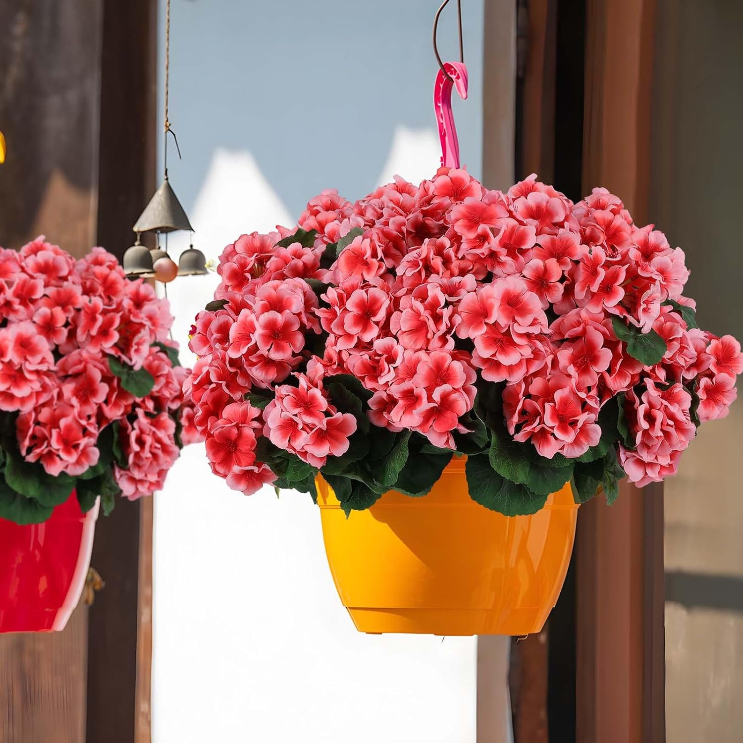 6 Pcs Artificial Geranium Flowers for Outdoors Geraniums Silk Flowers Outdoor UV