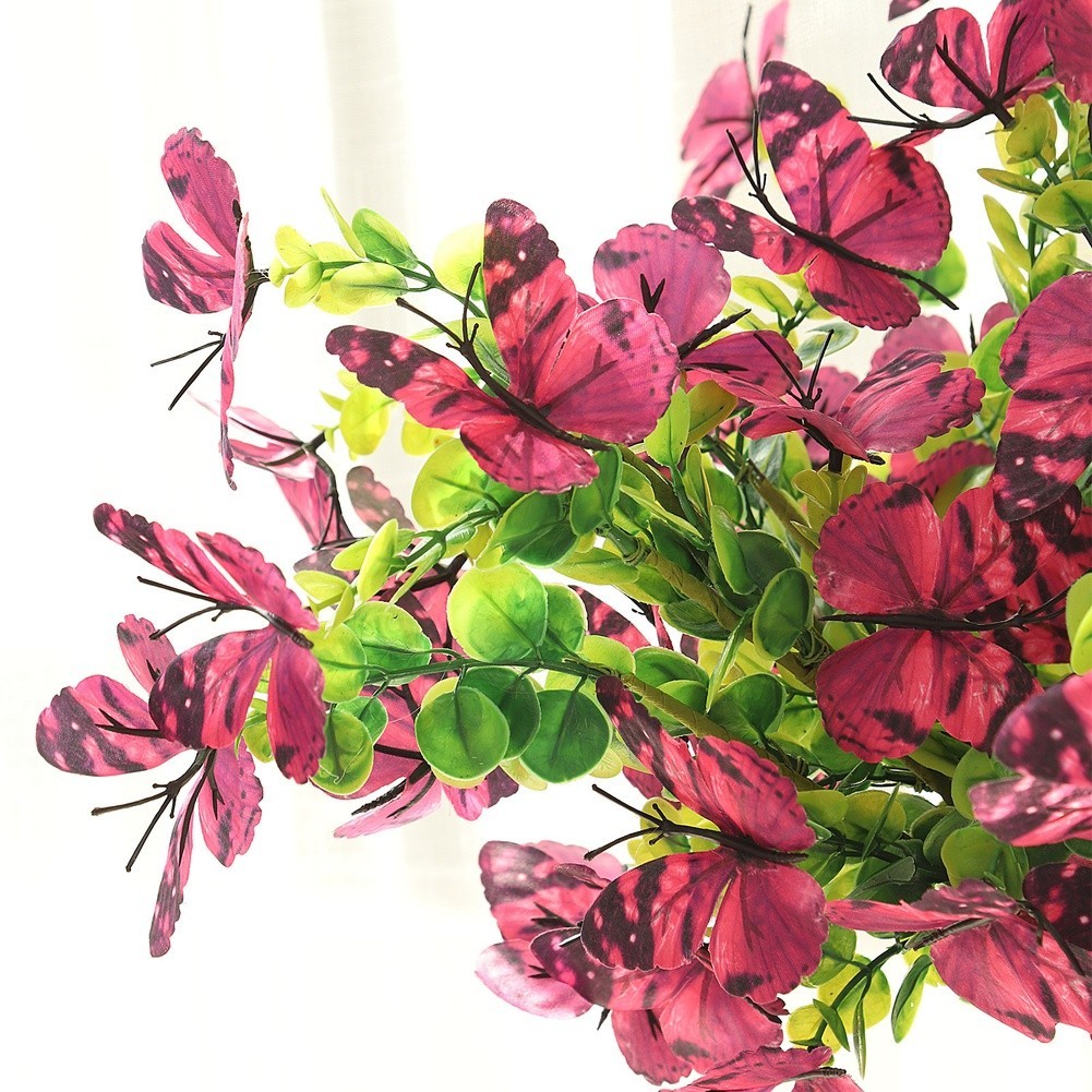 Eucalyptus Style Artificial Flower Branch with Butterflies 56cm Height