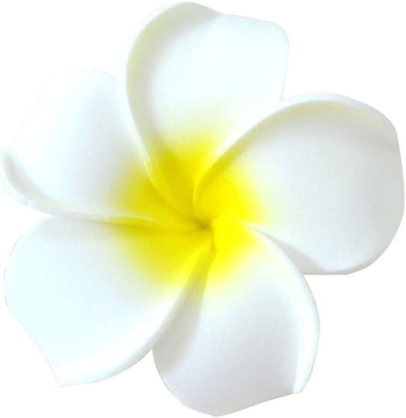 100Pcs White Foam Hawaiian Frangipani Artificial Plumeria Flower Petals Cap Hair