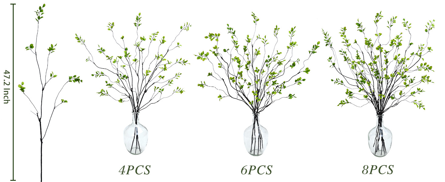 4PCS Artificial Ficus Branches for Vase, Faux Greenery Stems for Vase Filler,