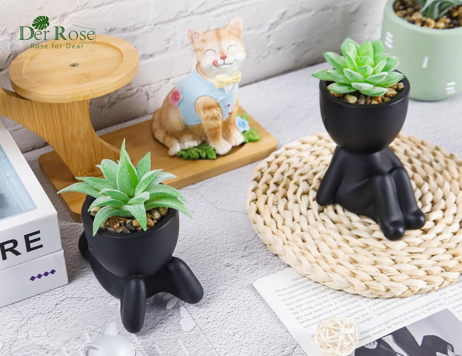 Rose 2 Pack Fake Plants Succulent Plants Artificial for Home Bathroom Living Roo