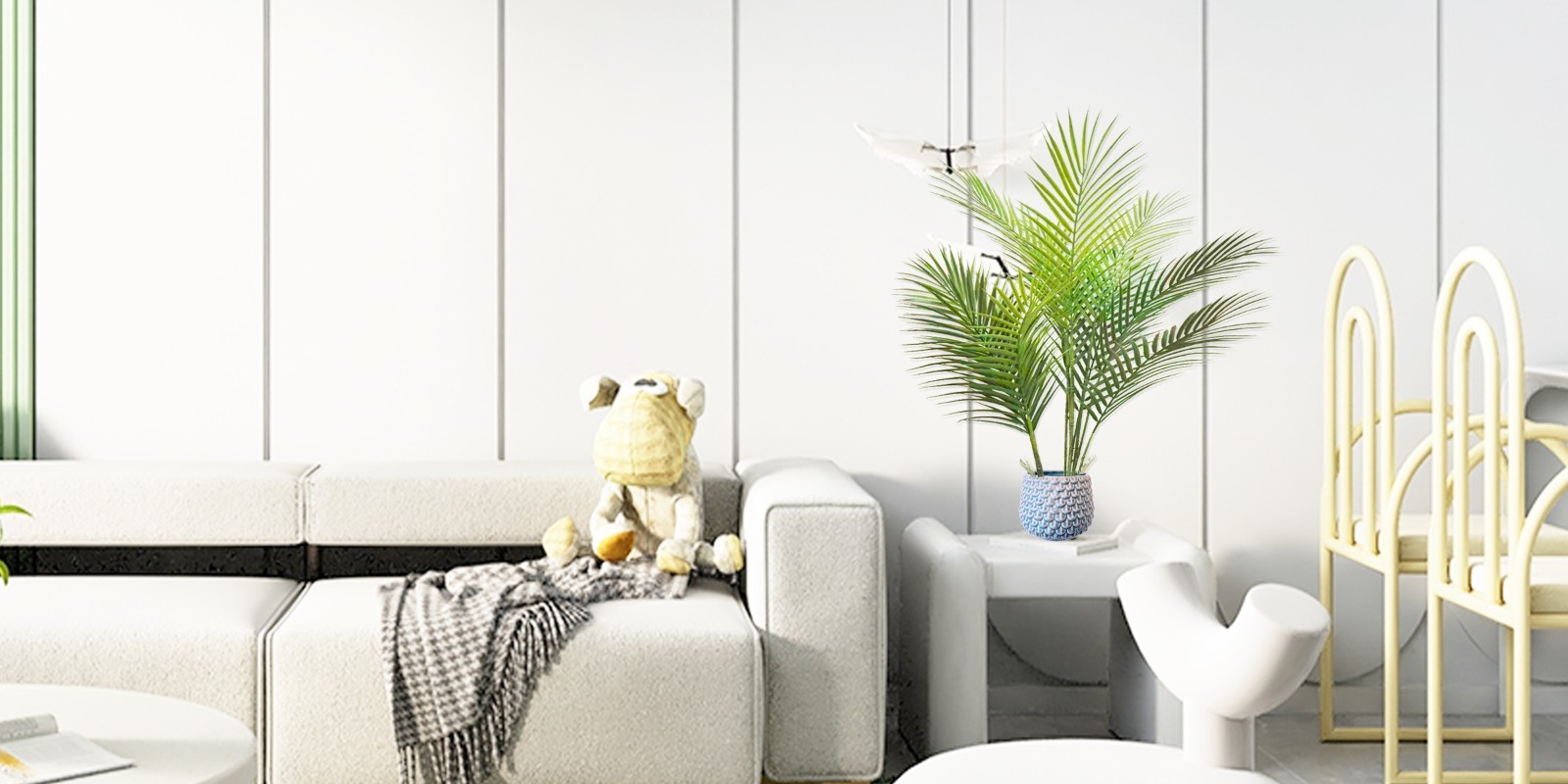 Artificial 80 cm Areca Palm Tree 2 Pcs Lifelike Fake Green Plant for Home Decor