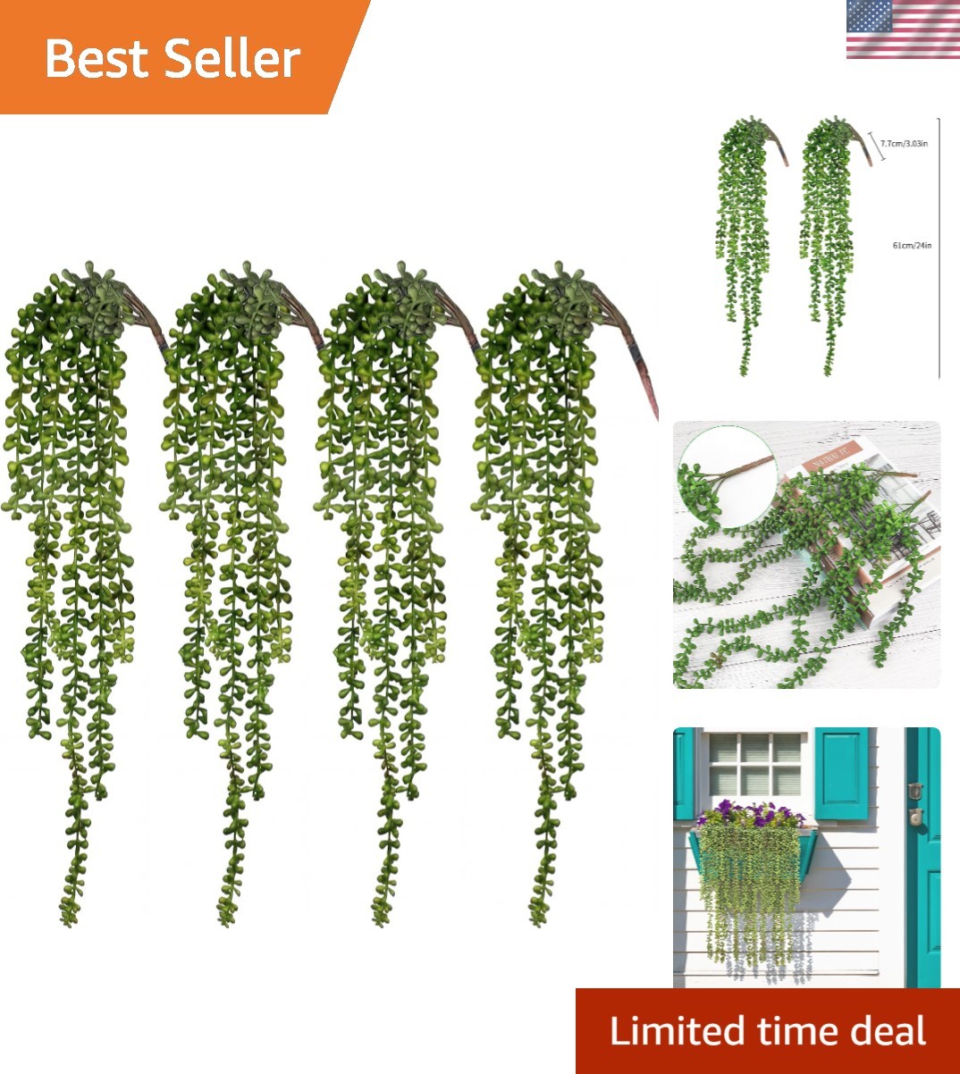Fake Hanging Plants, String of Pearls Artificial Hanging Succulents Greenery …