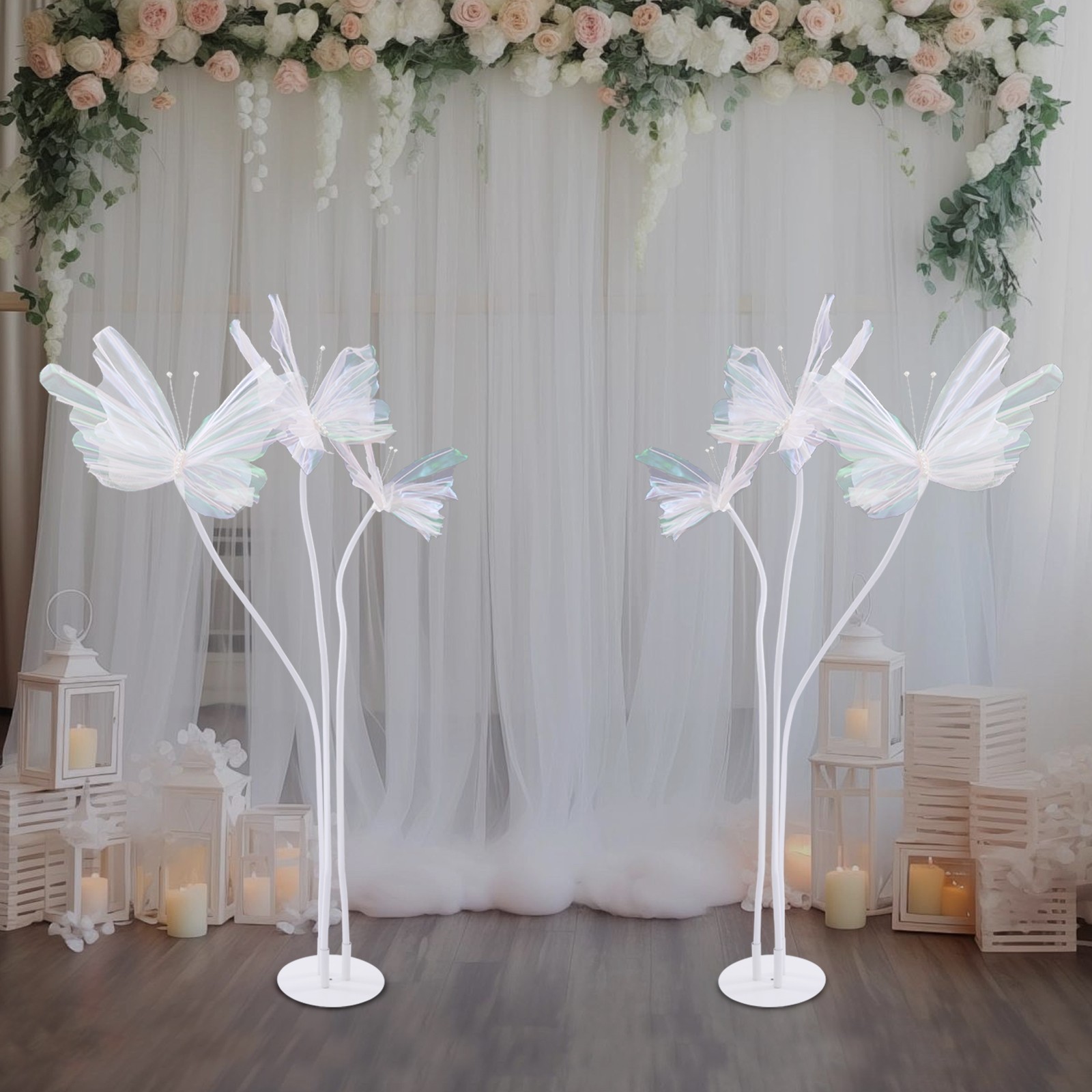 2pcs 3 hole base 6 160cm wedding butterfly yarn flower road guide