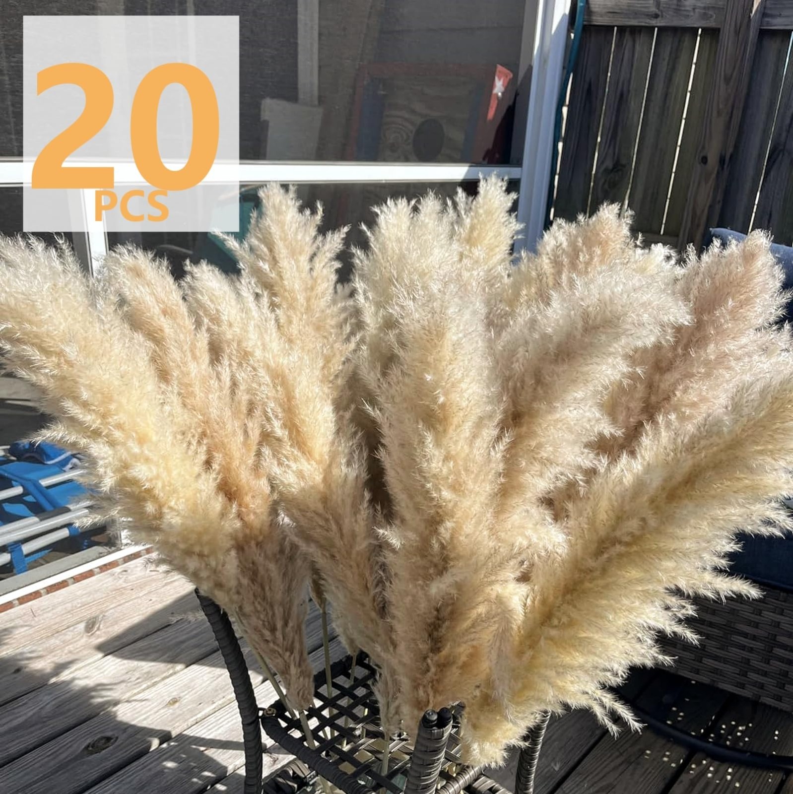 40″ Natural Pampas Grass Stems – Tall Boho Decor for Weddings, Parties & Farmhou