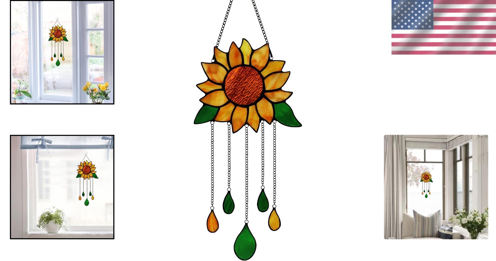 Sunflower Stained Glass Window Hanging