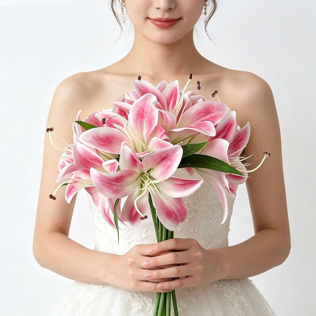 Artificial Lily Flowers UV Resistant Faux Plant for Outdoor Indoor Home Decor