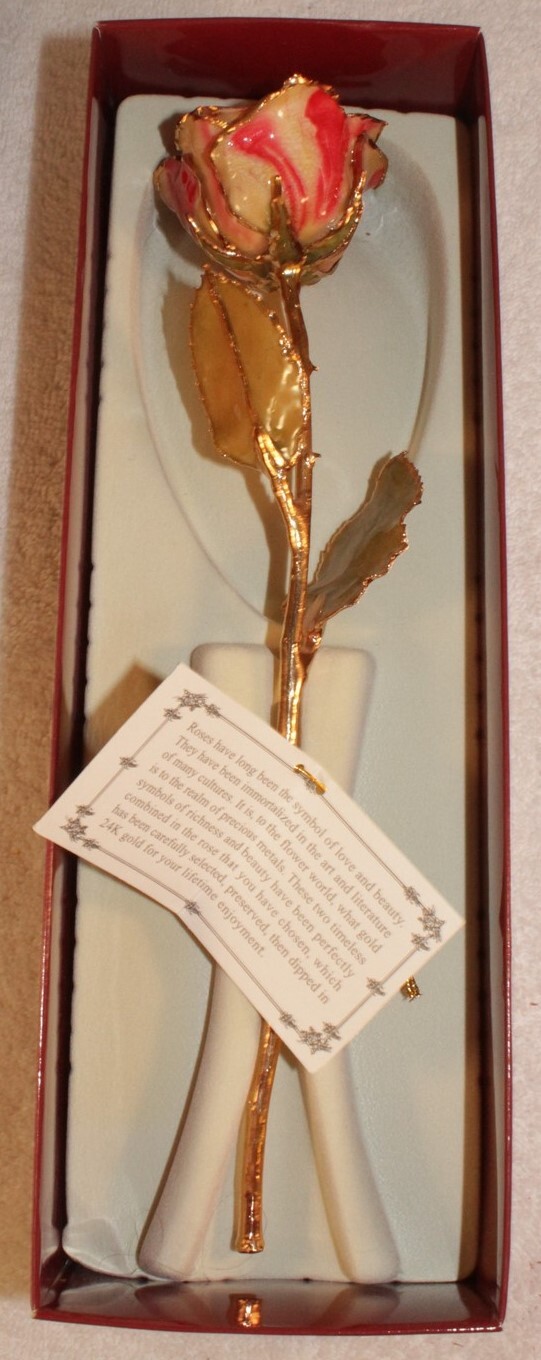 LIVING GOLD ROSE PRESERVED & TRIMMED IN 24K GOLD PEPPERMINT