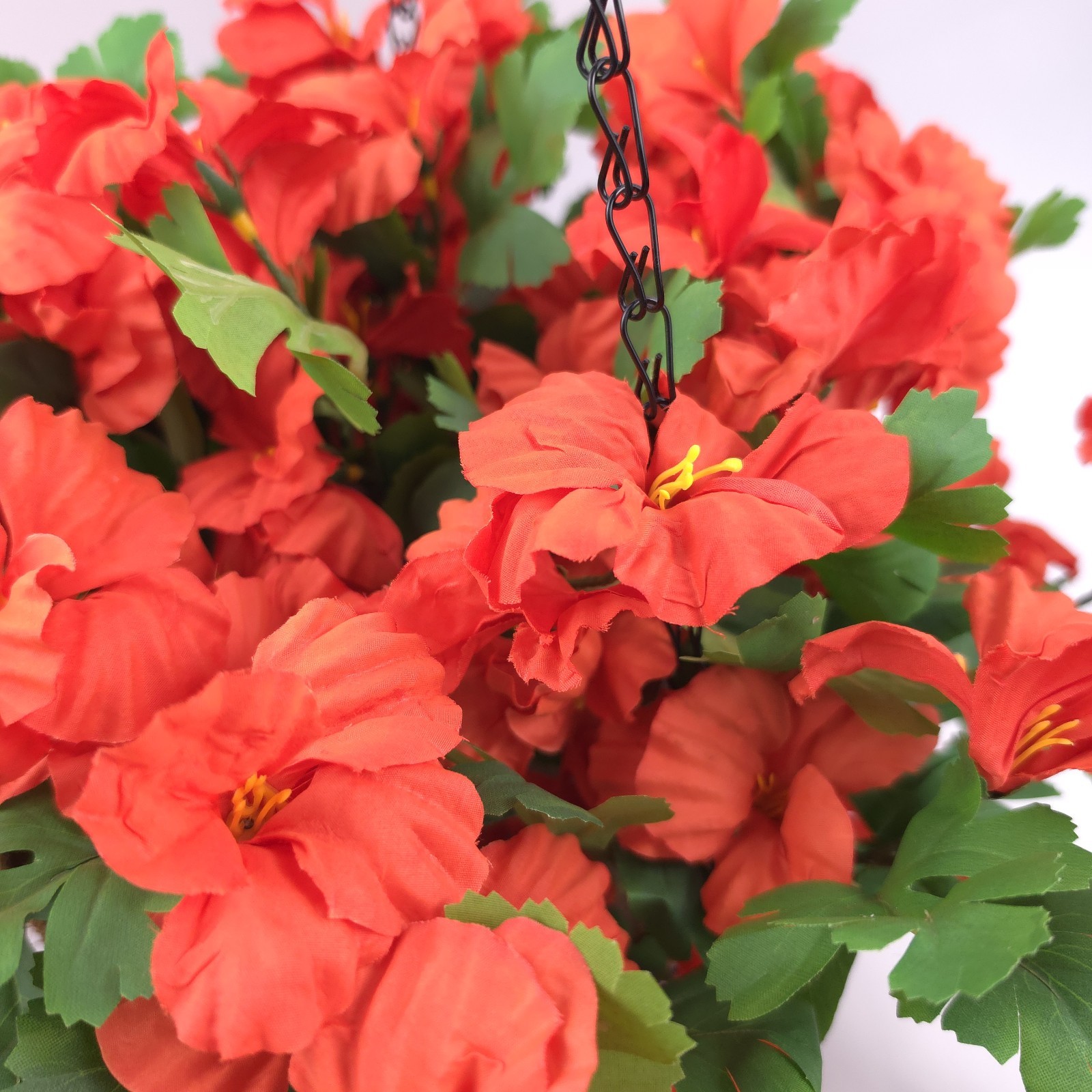 Wicker Park 20″ Faux Orange Impatiens Hanging Basket Floral Decor Flowers