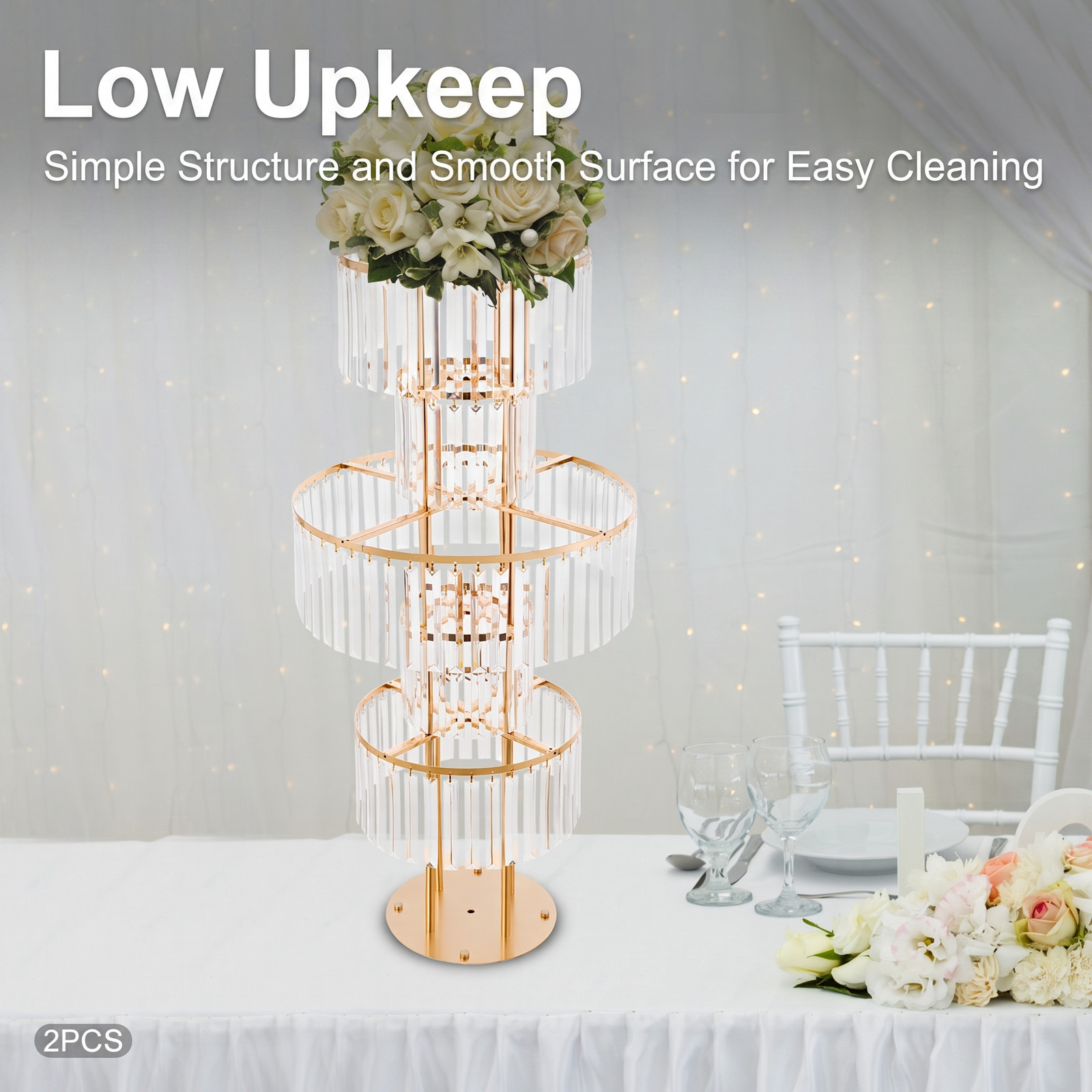5 Tier 43.3 in Height Flower Stands 2PCS Flower Stands Crystal Flower Stands