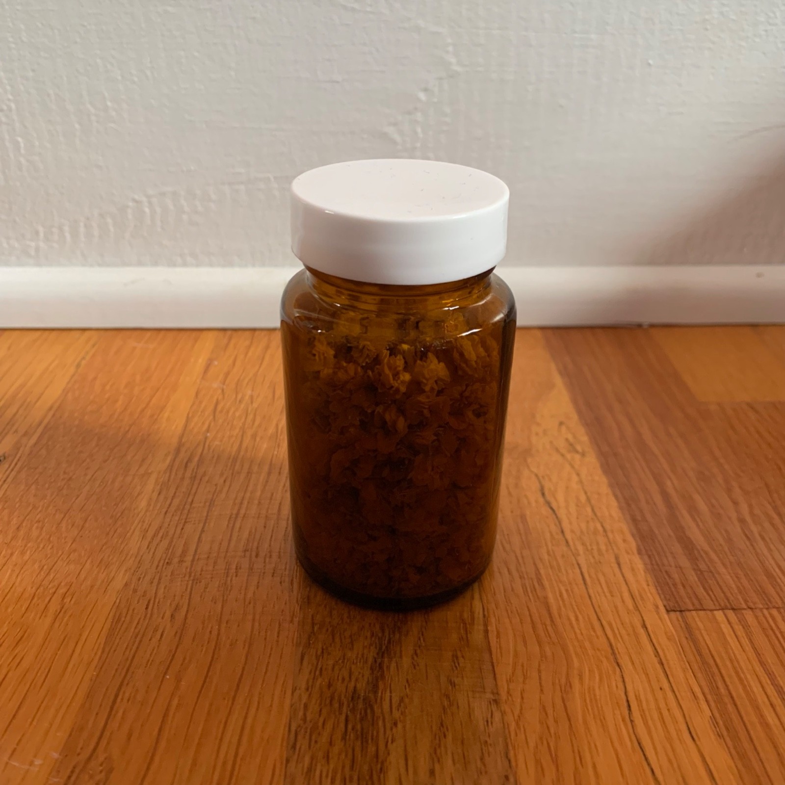 Handmade Floral Decor Centerpiece Amber Glass Bottle Dried Flowers Cottagecore