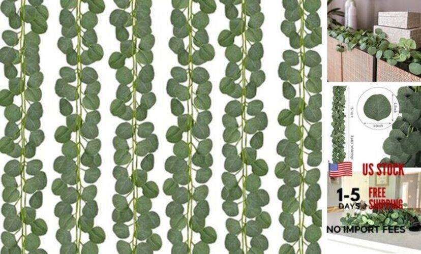 12 Pack 84Ft Eucalyptus Garland,Artificial Eucalyptus Leaves Table 84Ft-12Pack