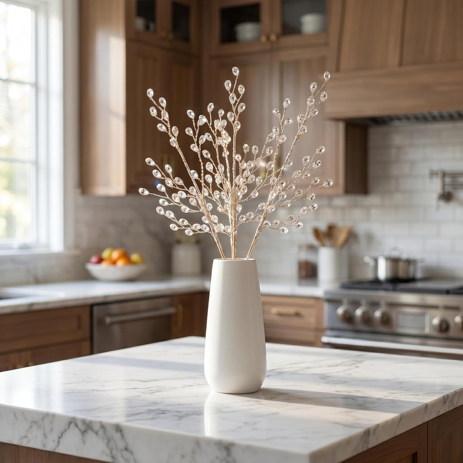 6 Pcs Acrylic Bead Drop Stems Artificial Flower Stem Branches Bridal Picks for W