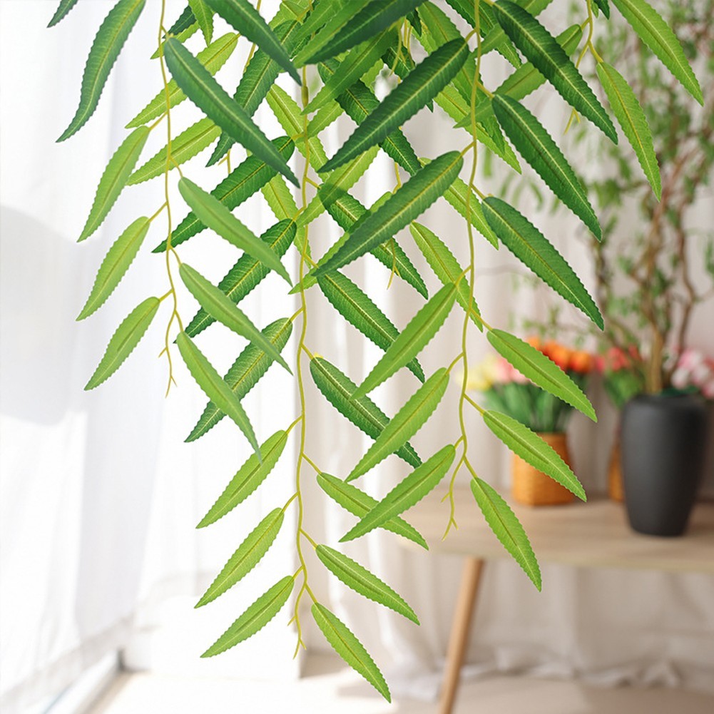 4Pcs Artificial Weeping Willow Wall Hanging Decoration for Home and Office