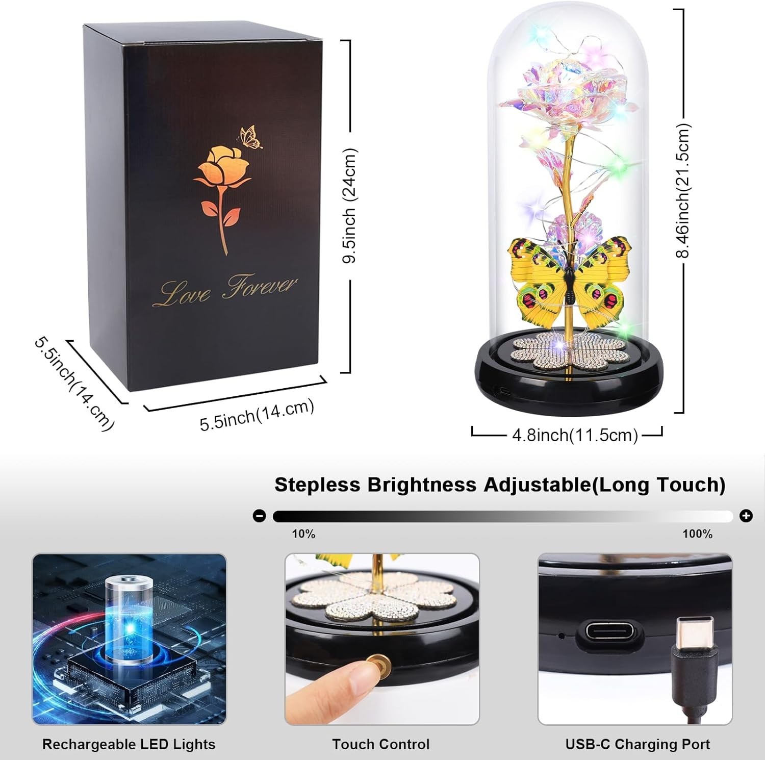 Mothers Day Rose Gifts for Mom Birthday Gift for Women, Rechargeable Galaxy G…