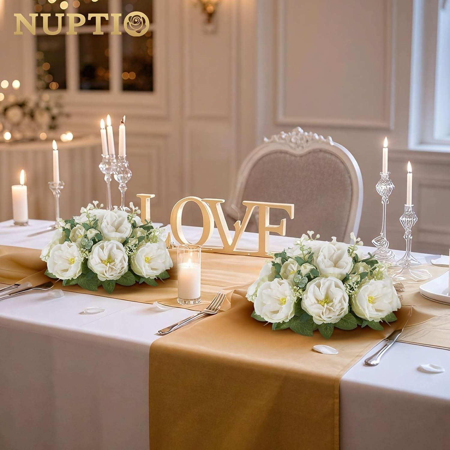 Artificial Flowers Ball Centerpieces: 10 Pcs 9.8 Inch Diameter Fake Kissing Rose