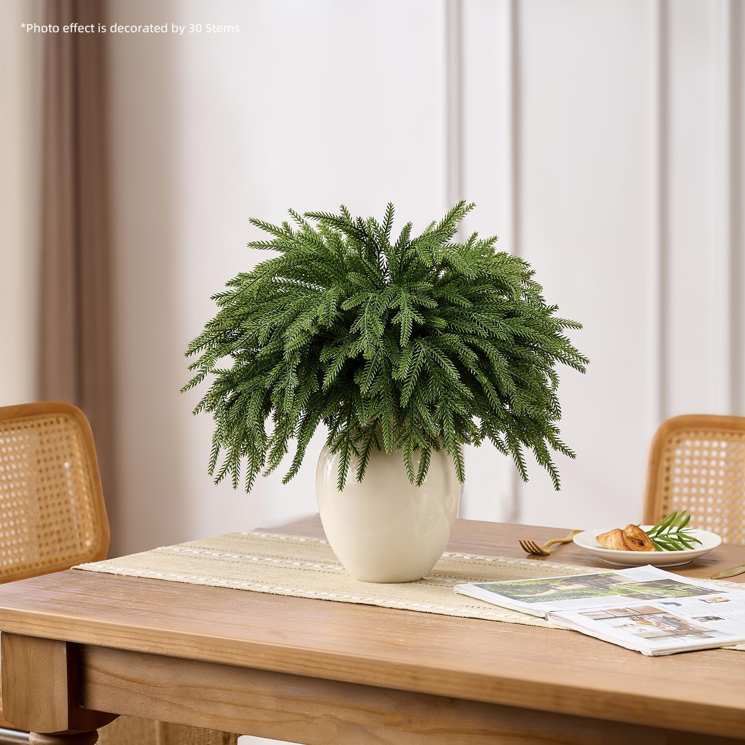 12Pcs 18” Norfolk Pine Stems Realistic, Lifelike Christmas Greenery Pine Bra…