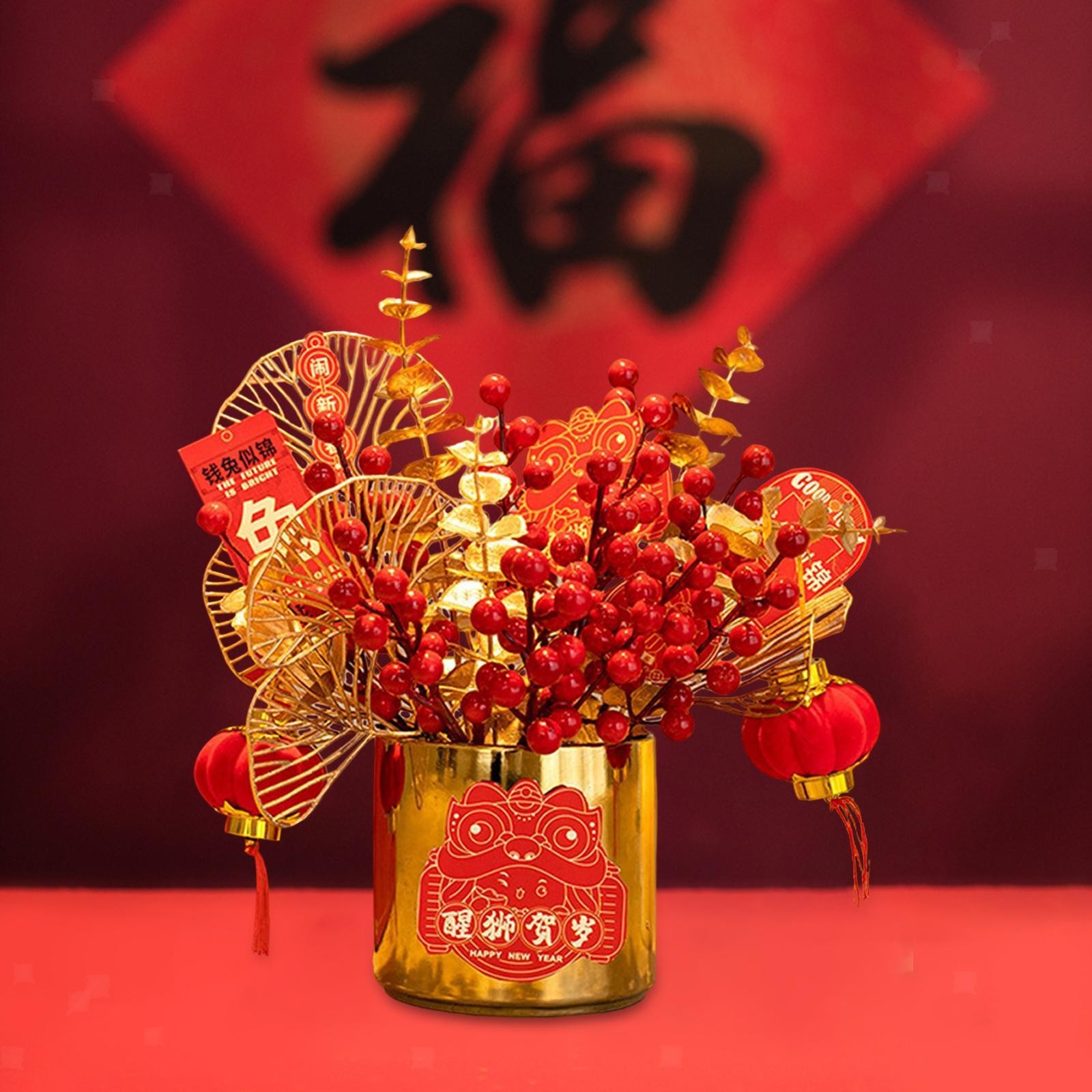 Simulation Flowerpot Chinese New Year Table Ornament DIY for Bedside Table