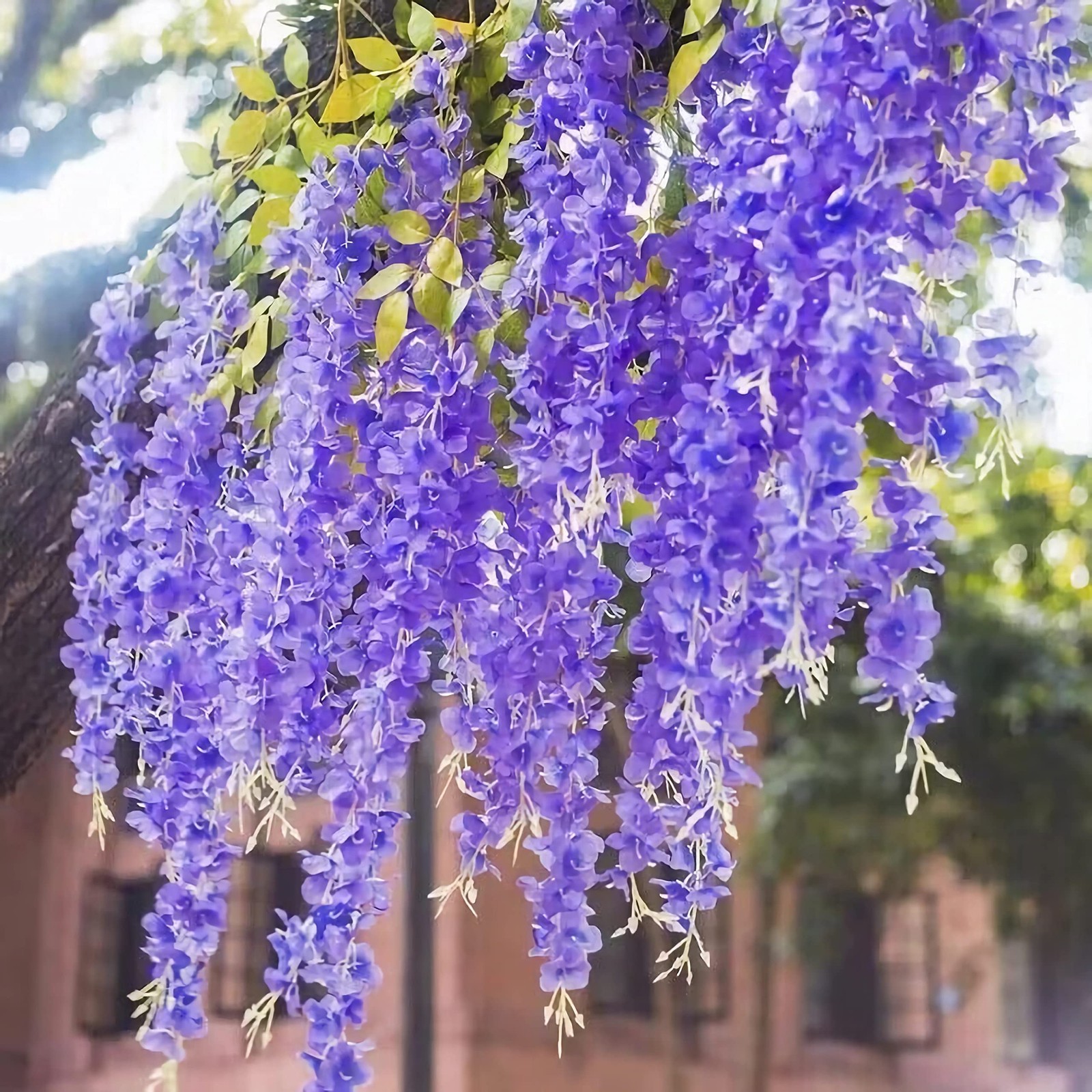 10Pcs Purple Fake Wisteria Hanging Flowers, 3.6Ft/Pcs Artificial Wisteria Gar…