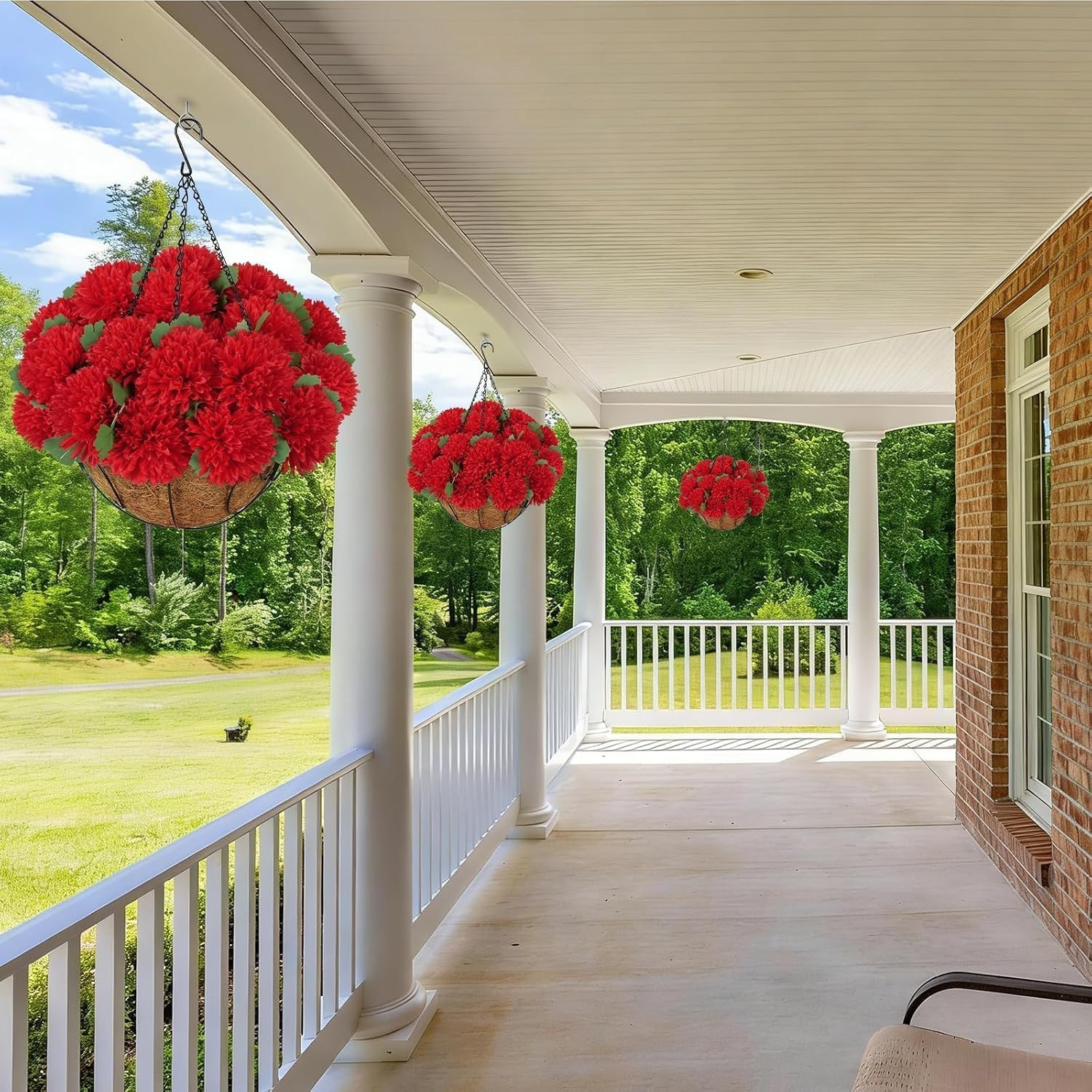 Artificial Red Begonia Flowers – 44 Bundles for Outdoor Hanging Baskets