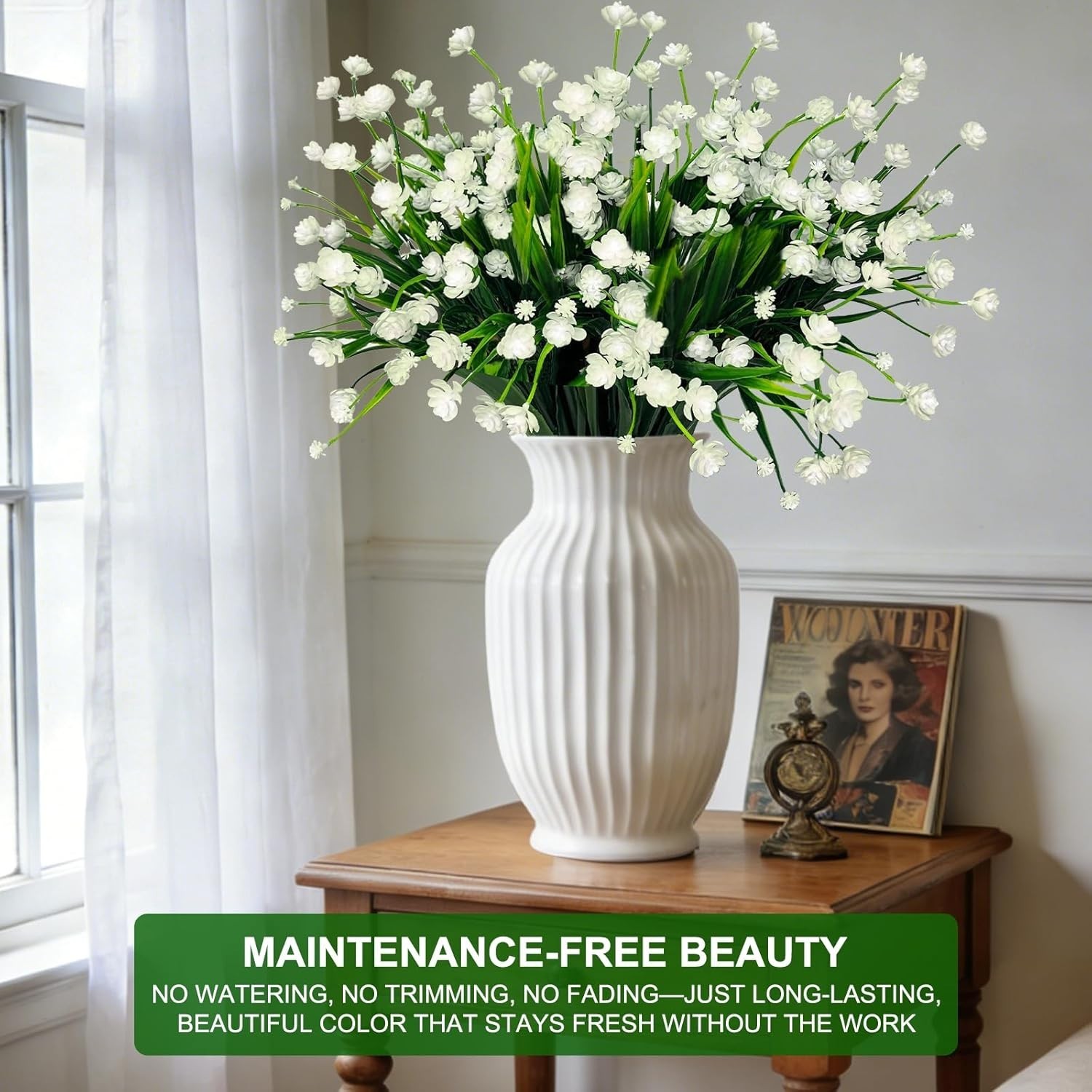 Waterproof & Fade-Proof 20 Bundles Artificial Flowers for Gardens and Funerals
