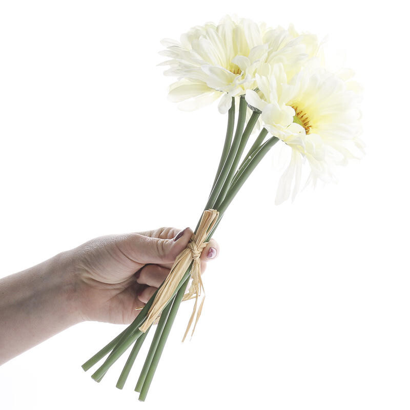 Set of 2 Cream Artificial Gerbera Daisy 11-1/4″ Floral Bundles