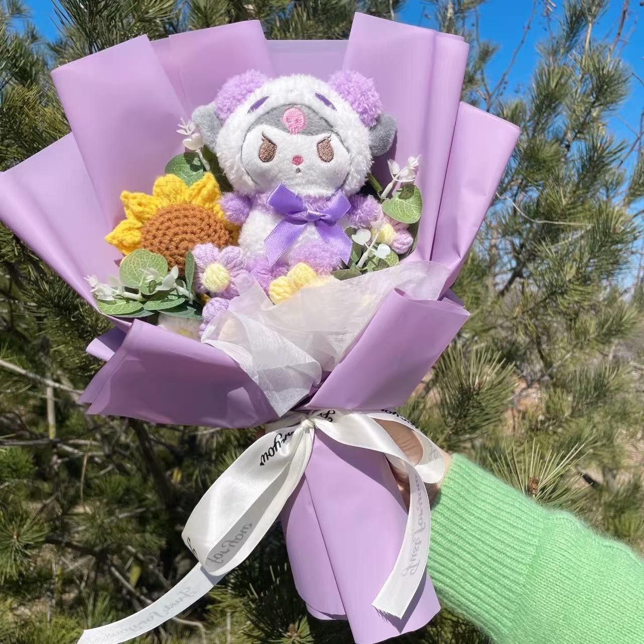 Cat Dolls with Artificial Flowers Creative Bouquet Christmas Valentine Birthday