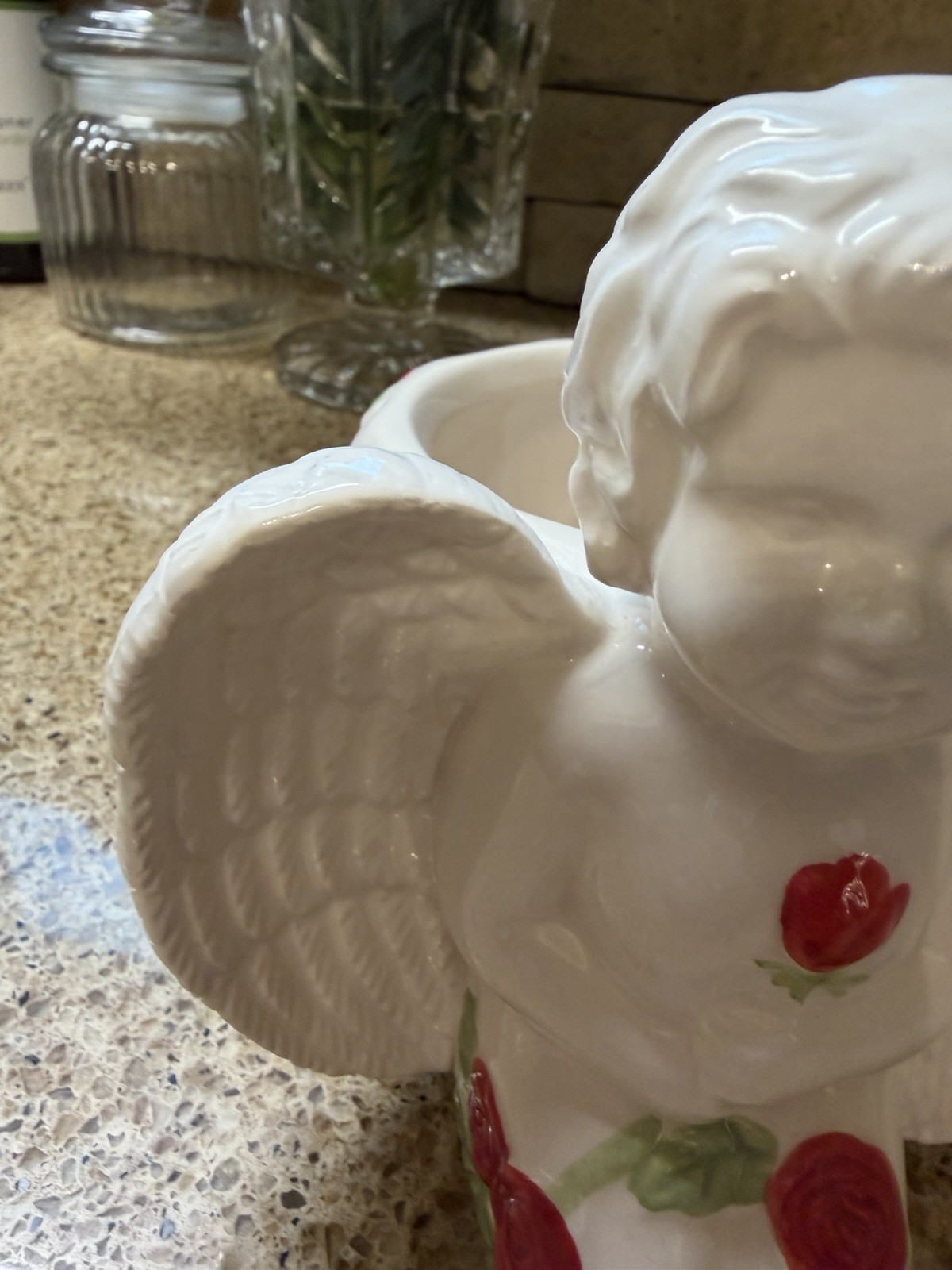 Cherub Roses Ceramic Planter – Romantic Vintage Style Floral Vase Decor