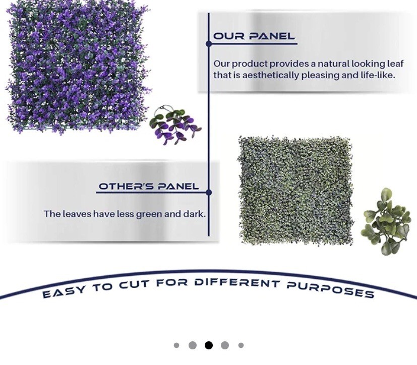 6 Artificial Faux Plastic PURPLE LAVENDER FLOWER PLANT 20×20” PATIO SCREEN PANEL