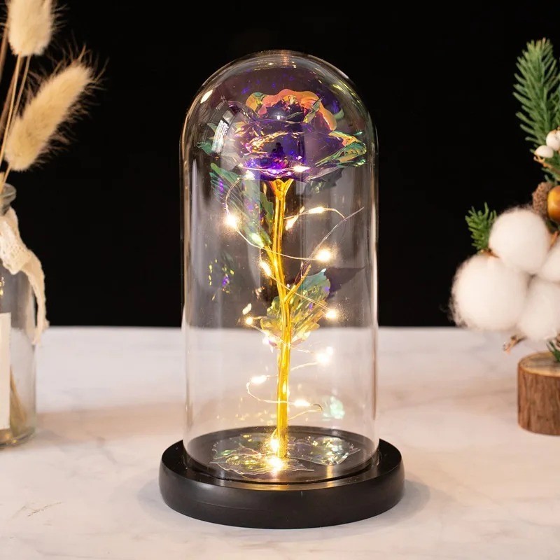 Brand New – Crystal Galaxy Enchanted LED Glass Forever Rose Home Decoration Gift