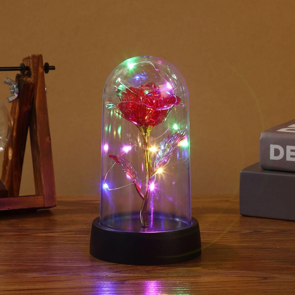 1pc Hot LED Enchanted Galaxy Rose Eternal Beauty Rose with Fairy Lights in Dome