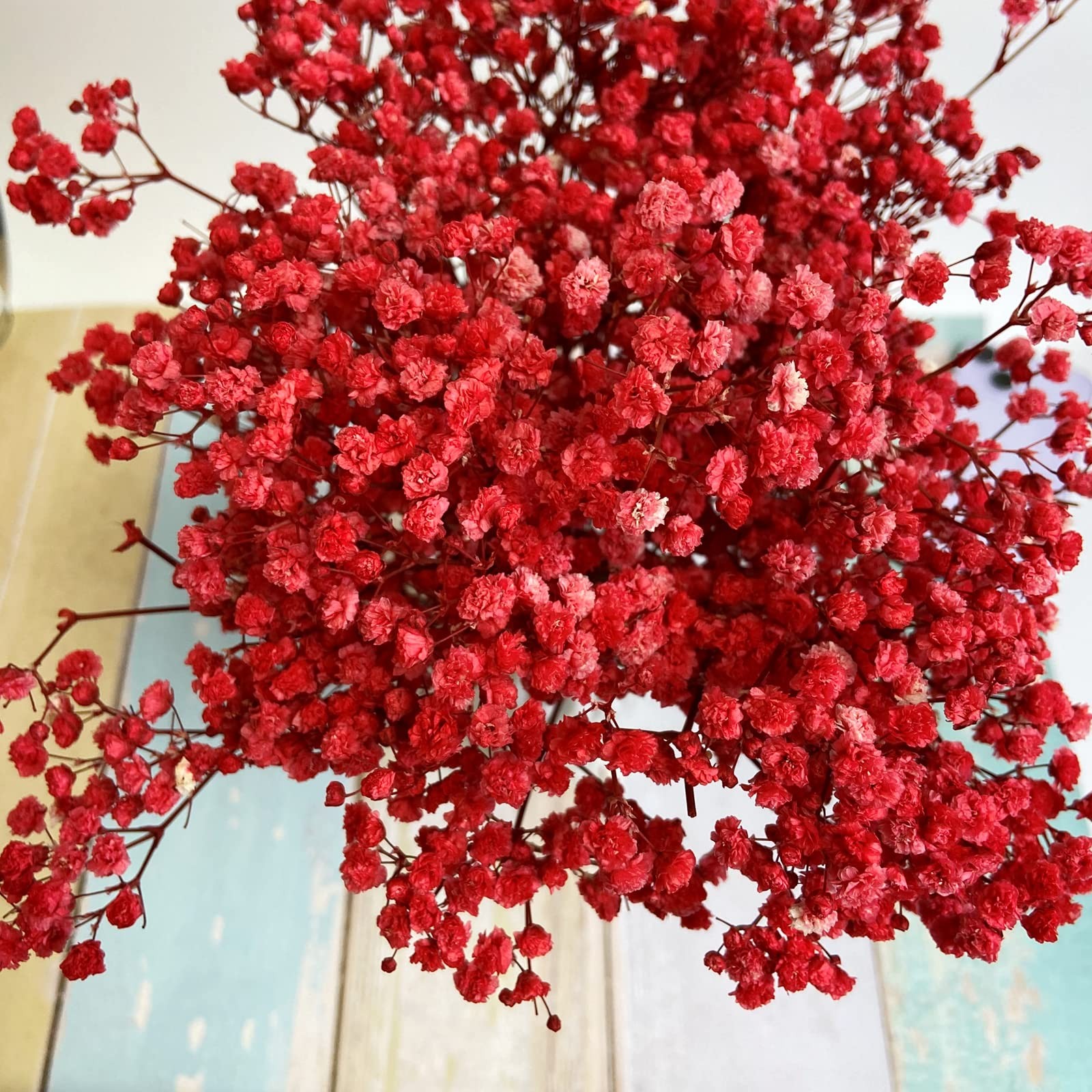 3 PCS Red Preserved Babys Breath Natural Gypsophila Long Lasting Flowers