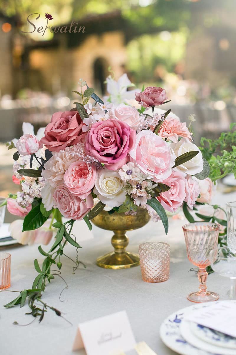 Artificial Pink Spring Roses Silk Fake Flowers DIY Wedding Bridal Bouquets