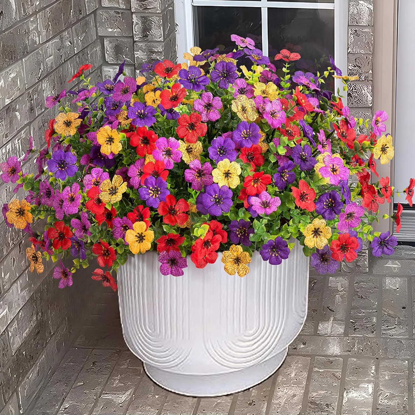 4PCS Artificial Greenery Shrubs – UV Resistant Fake Flowers for Garden & Home
