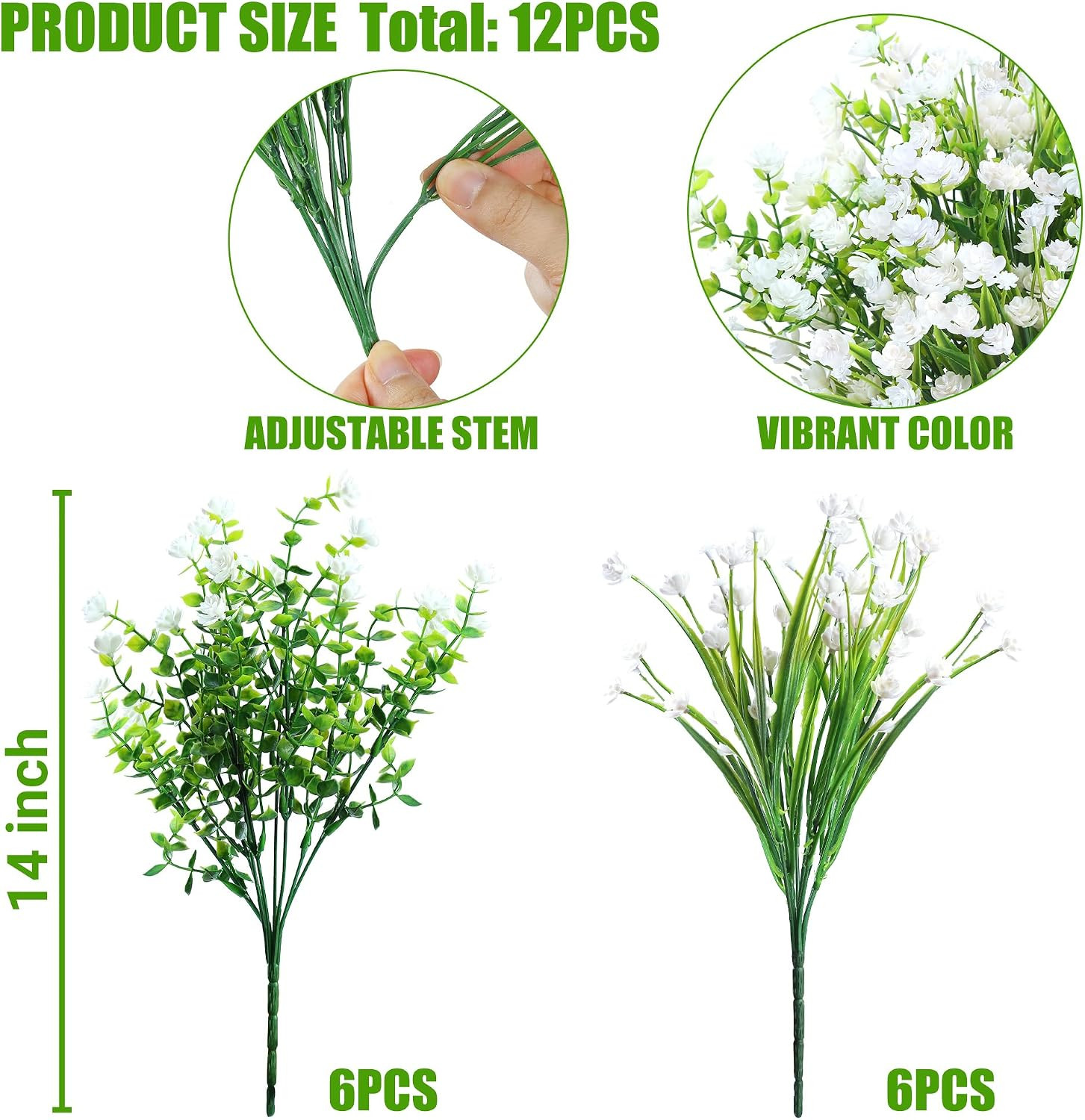 Sggvecsy Artificial Flowers for Outdoors 12 Bundles UV Resistant Boxwood Shrubs
