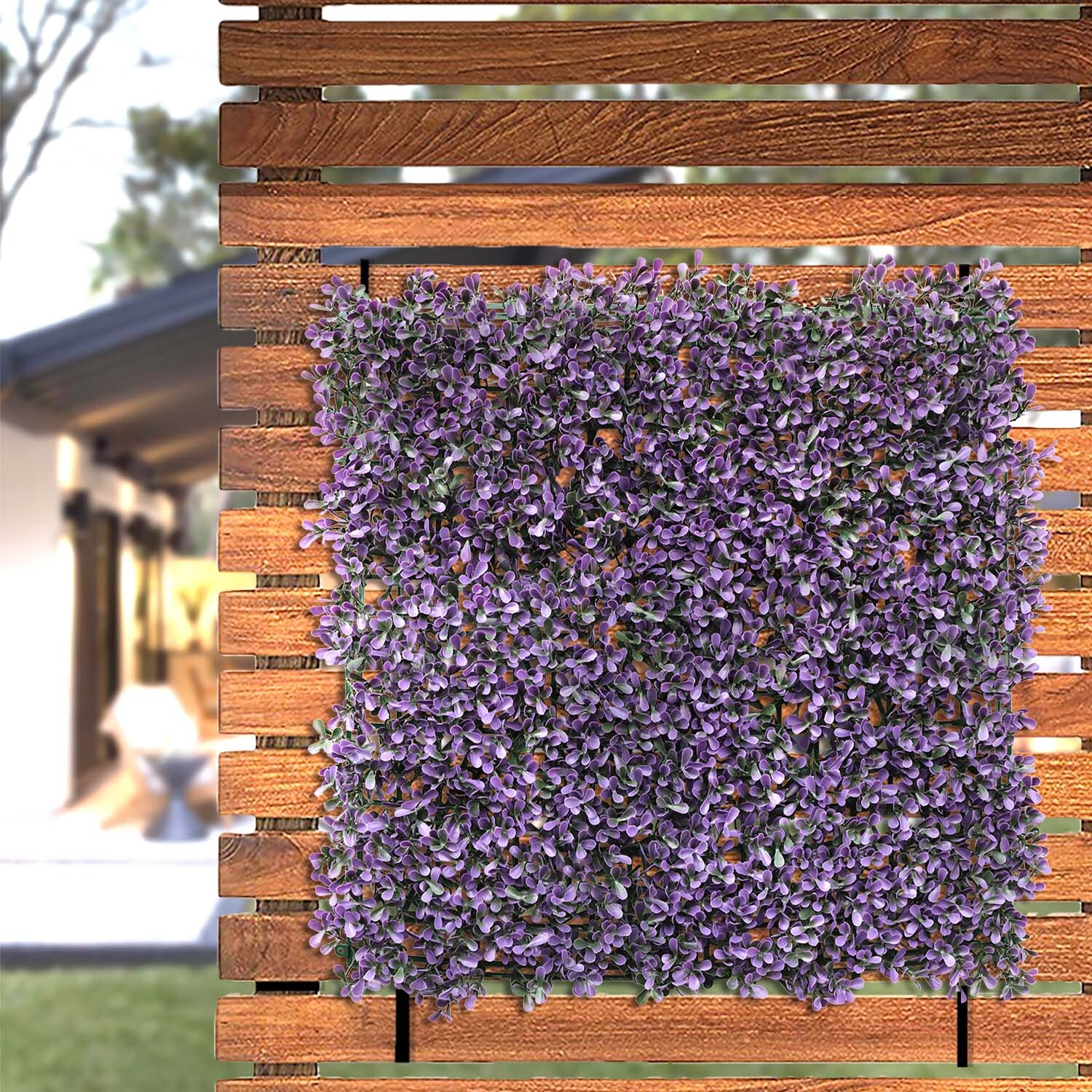 20×20” Artificial Purple Pittoso Mat Wall Hedge Decor Privacy Fence Panel Grass