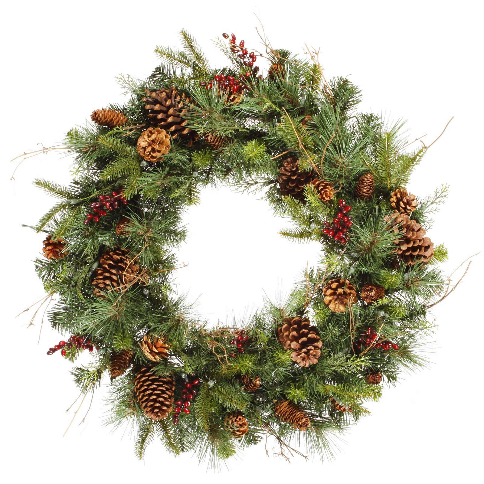 Vickerman 30″ Cibola Mixed Berry Unlit Artificial Christmas Wreath in Green