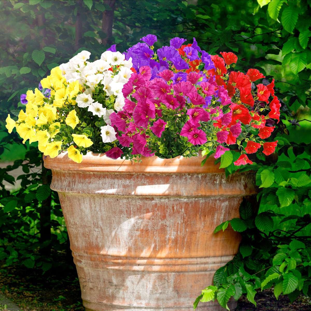 Artificial Fake Flowers Plant for Home Outdoors, 2Pcs Faux Morning Glory Bouquet