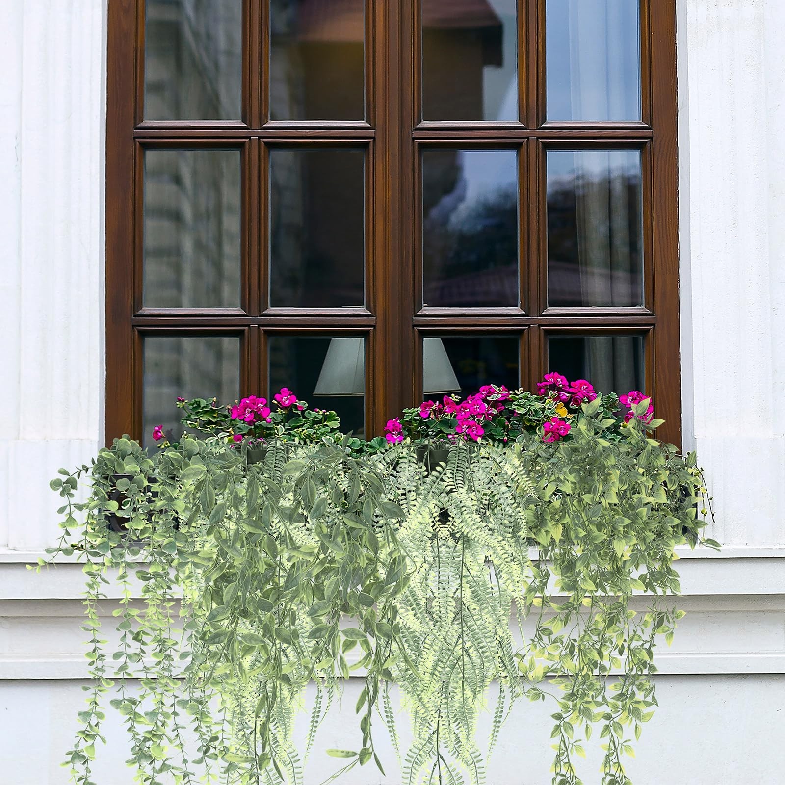 8 Pcs Fake Hanging Plants Artificial Hanging Plants Fake Potted Greenery Faux…