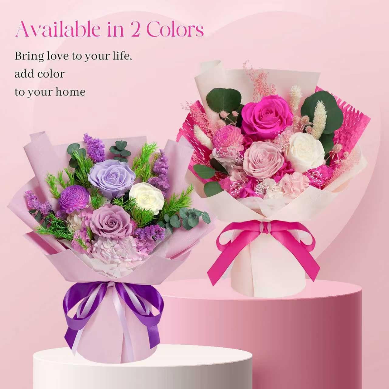 Preserved Flowers Bouquet – Birthday Gifts for Women, Real Flowers for Delive…