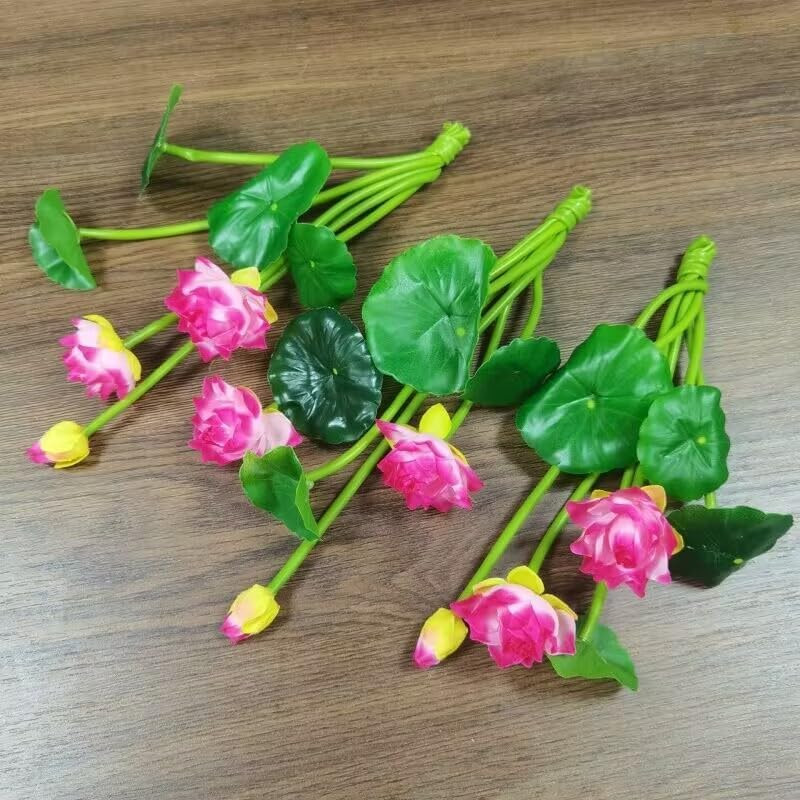 3 Pcs Red Artificial Silk Flower Water Lily, 10″ Floating Lotus, Realistic Decor