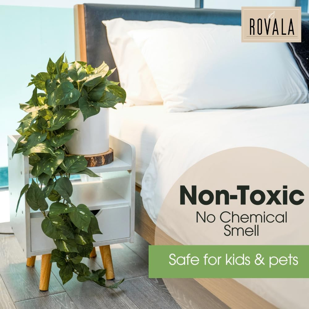 ROVALA Silk Plants for Home Decor Indoor in Pot Realistic Artificial Plants Hang