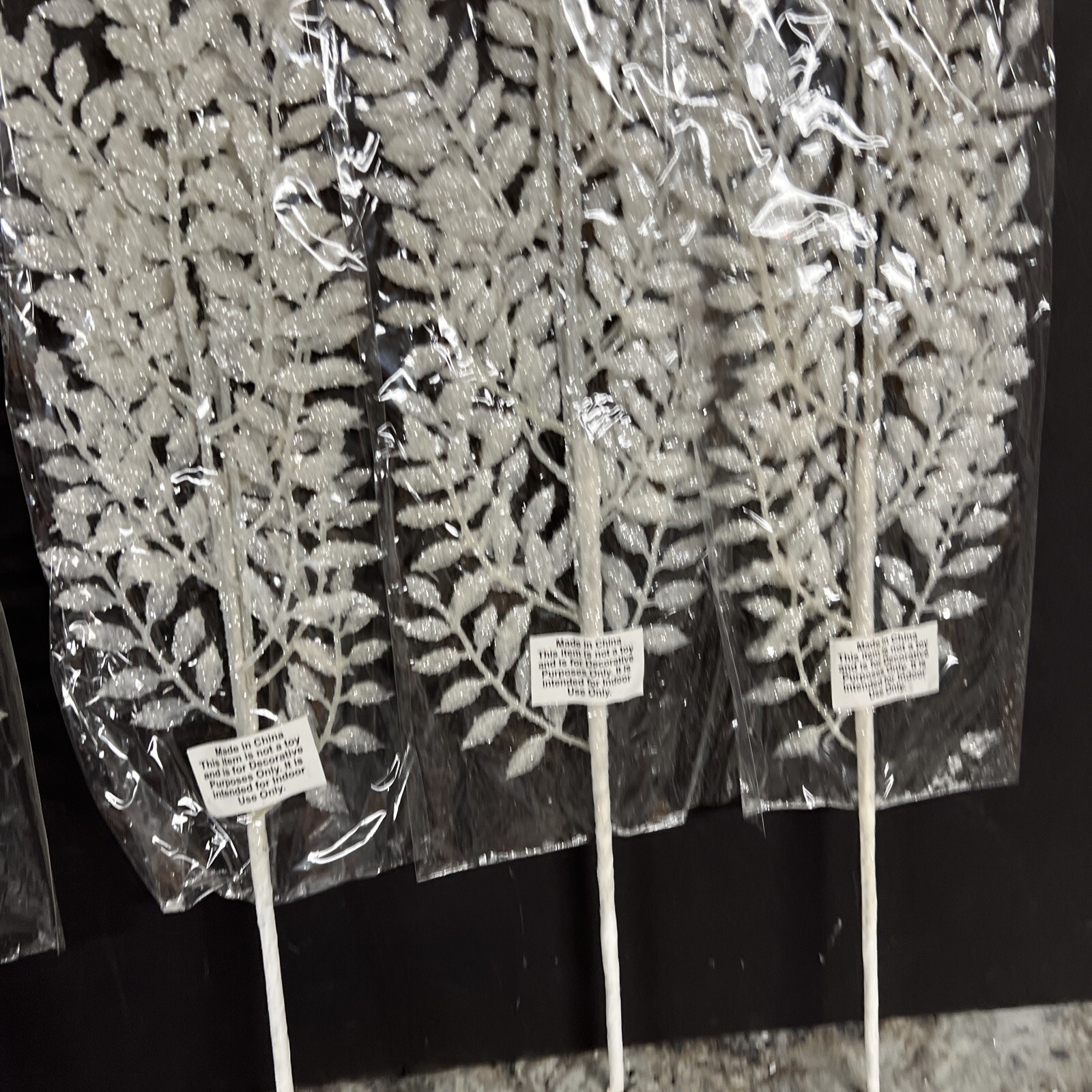 6pc Shimmering Leaf Picks Twig Branch White Valerie Parr Hill Christmas 24.5”