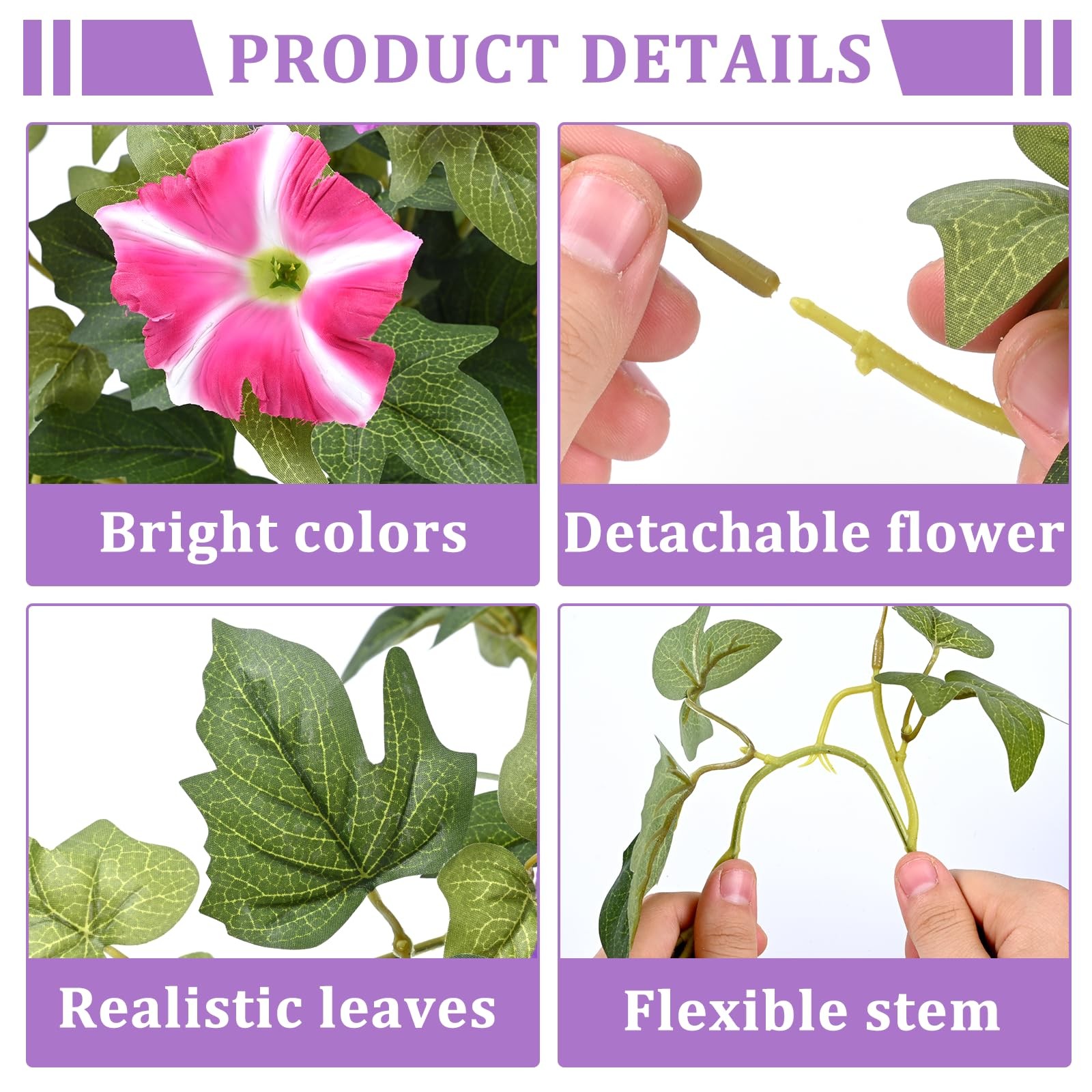 Artificial Flowers for Outdoors, 2Pcs Artificial Petunias UV Resistant Realistic